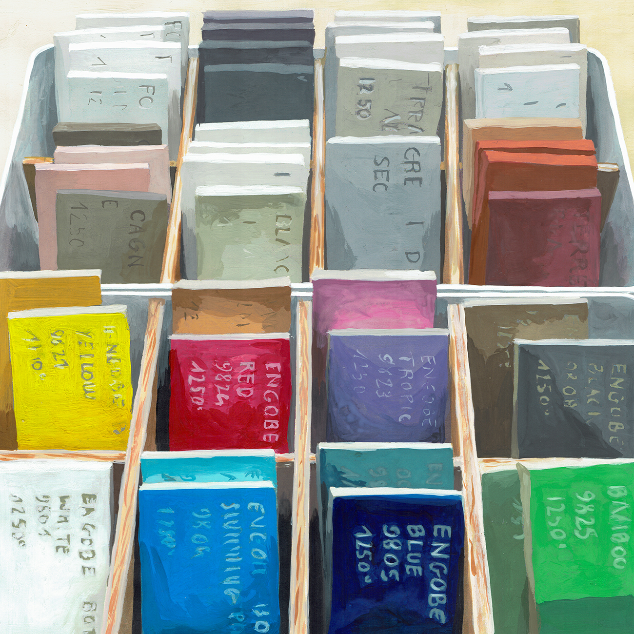 Infrastudio, Gilles Sage, gouache représentant les céramiques 'Montagnes' de Gilles Sage